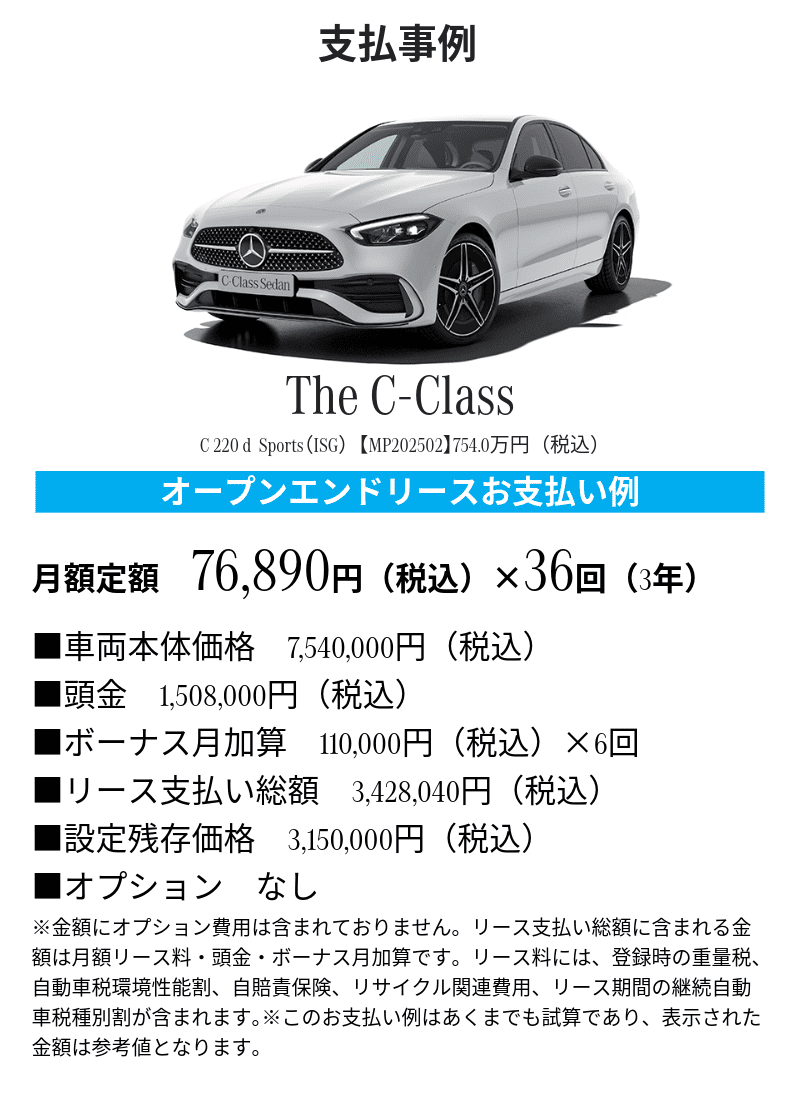 メルセデス・ベンツCLAクーペのリースお支払い事例